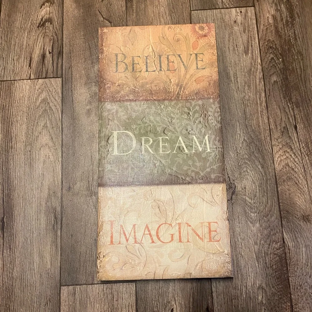 Believe Dream Imagine Inspirational Canvas Wall Art | Ready to Hang Decor